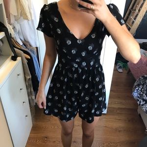Black and white floral romper